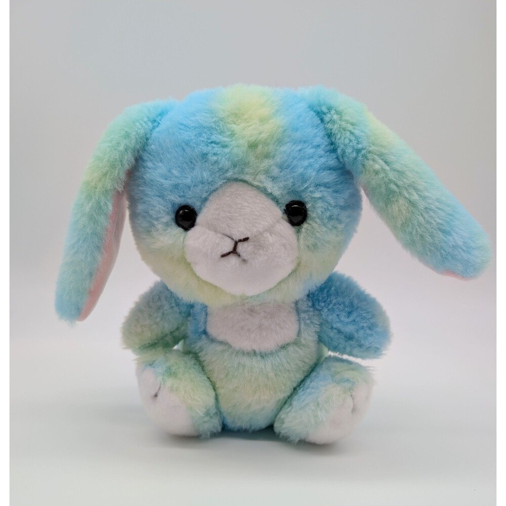 Daiso? Blue Green Tie Dye Bunny Rabbit Plush Stuffed Animal Toy